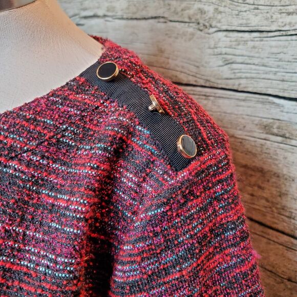 LOFT red pocketed tweed shift dress Size Large - Picture 3 of 9